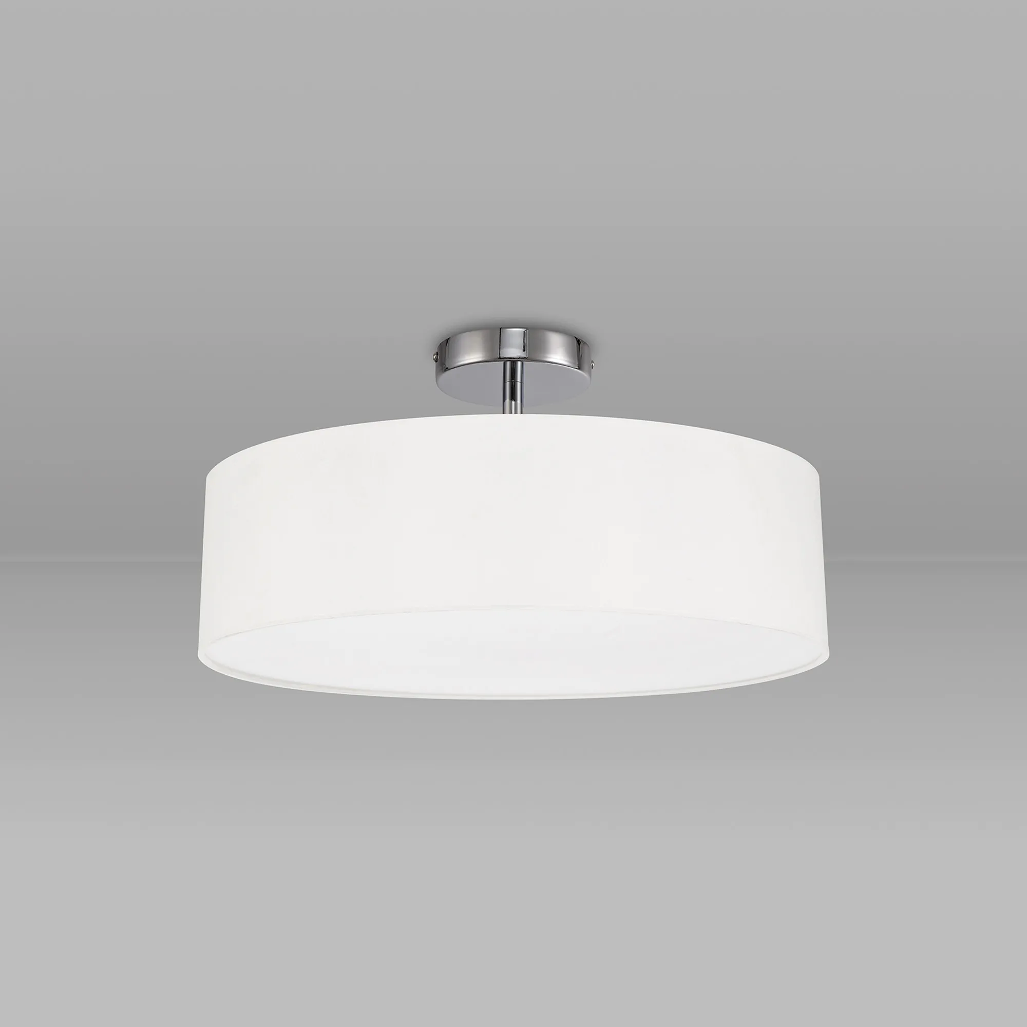 Baymont 45cm, Semi Flush 3 Light Polished Chrome, White DK0697  Deco Baymont CH WH